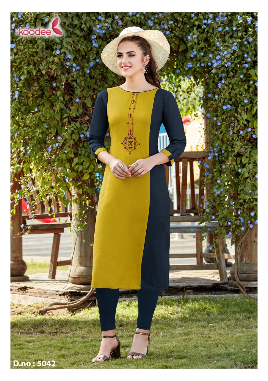 Pahal Vol 6 By Koodee Rayon Handwork Long Formal Wear Kurti Seller