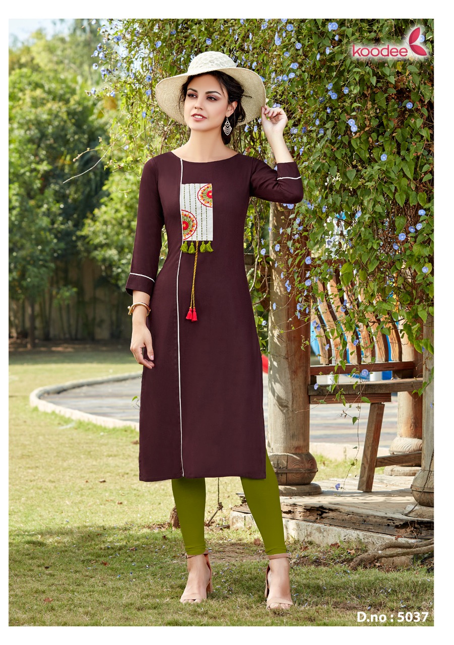 Pahal Vol 6 By Koodee Rayon Handwork Long Formal Wear Kurti Seller