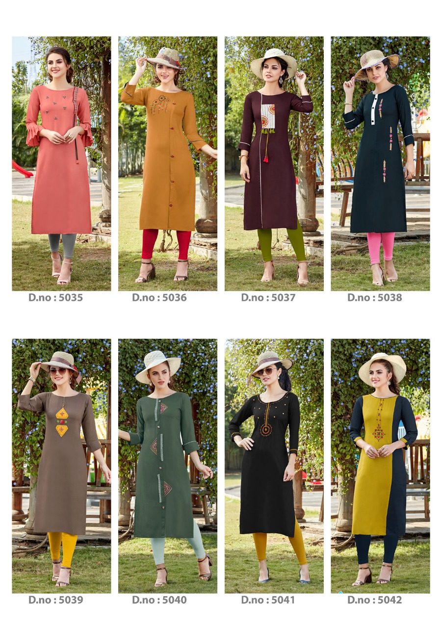 Pahal Vol 6 By Koodee Rayon Handwork Long Formal Wear Kurti Seller