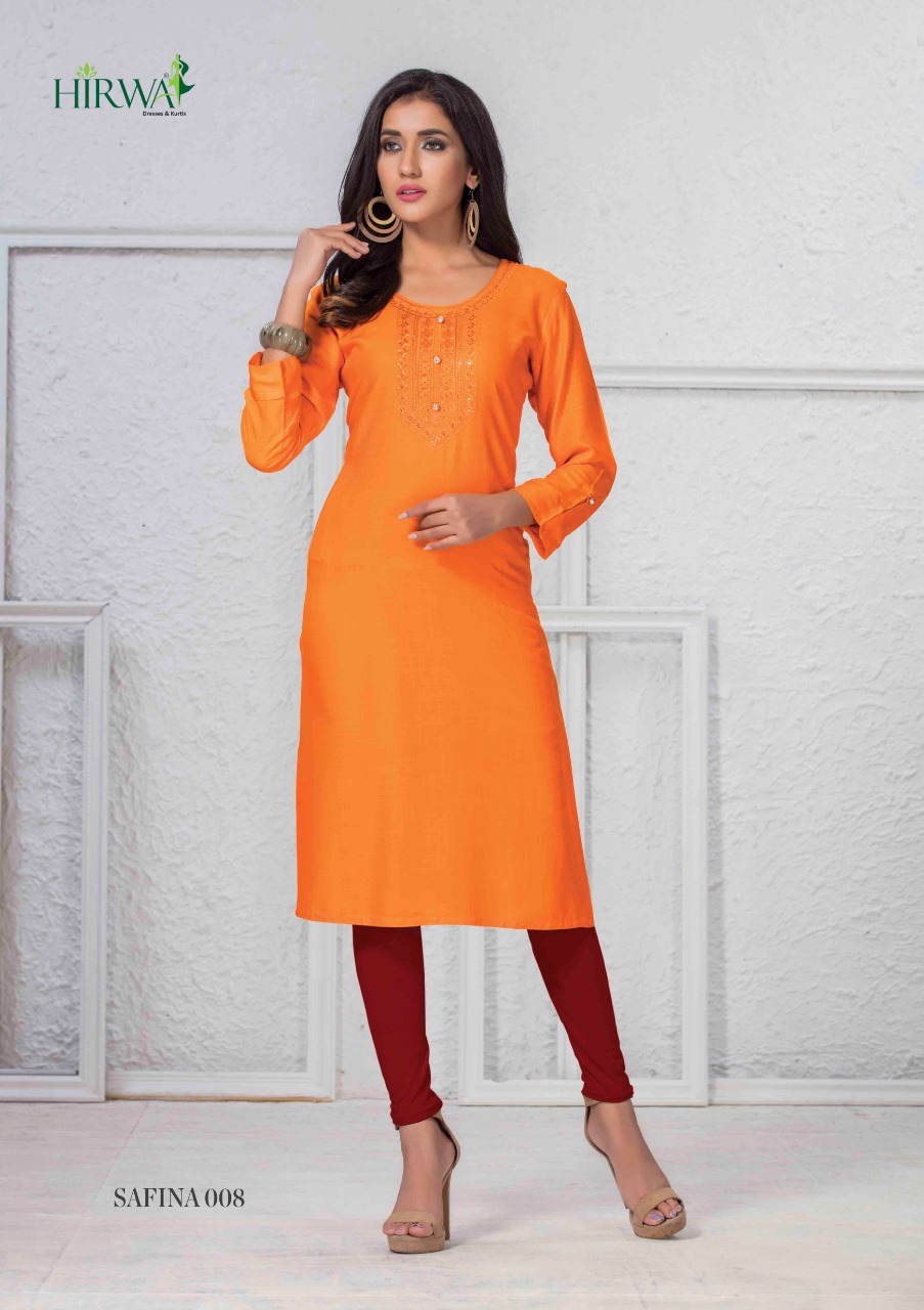 Safina By Hirwa Rayon Slub Casual Wear Kurti Catalogue