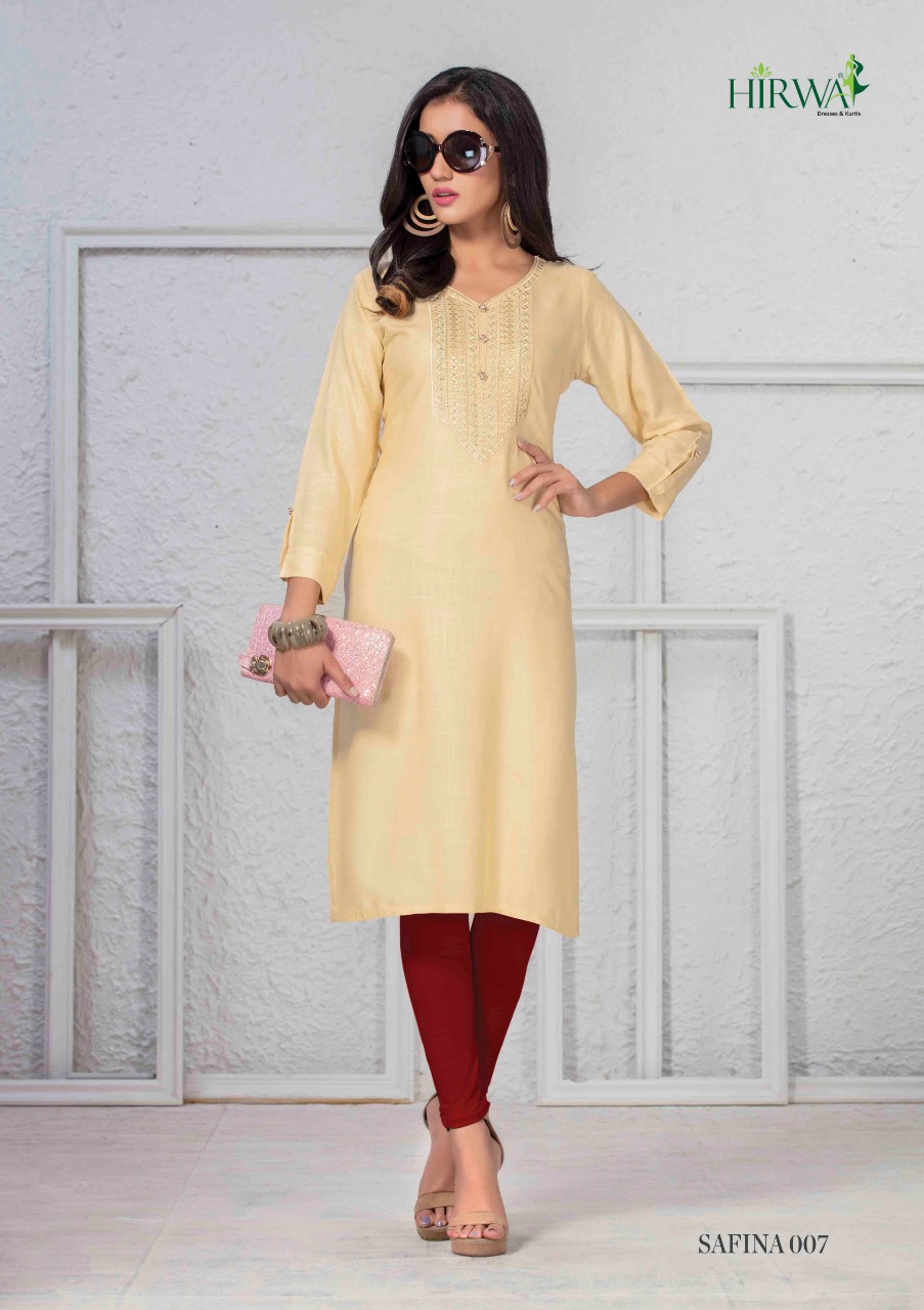 Safina By Hirwa Rayon Slub Casual Wear Kurti Catalogue