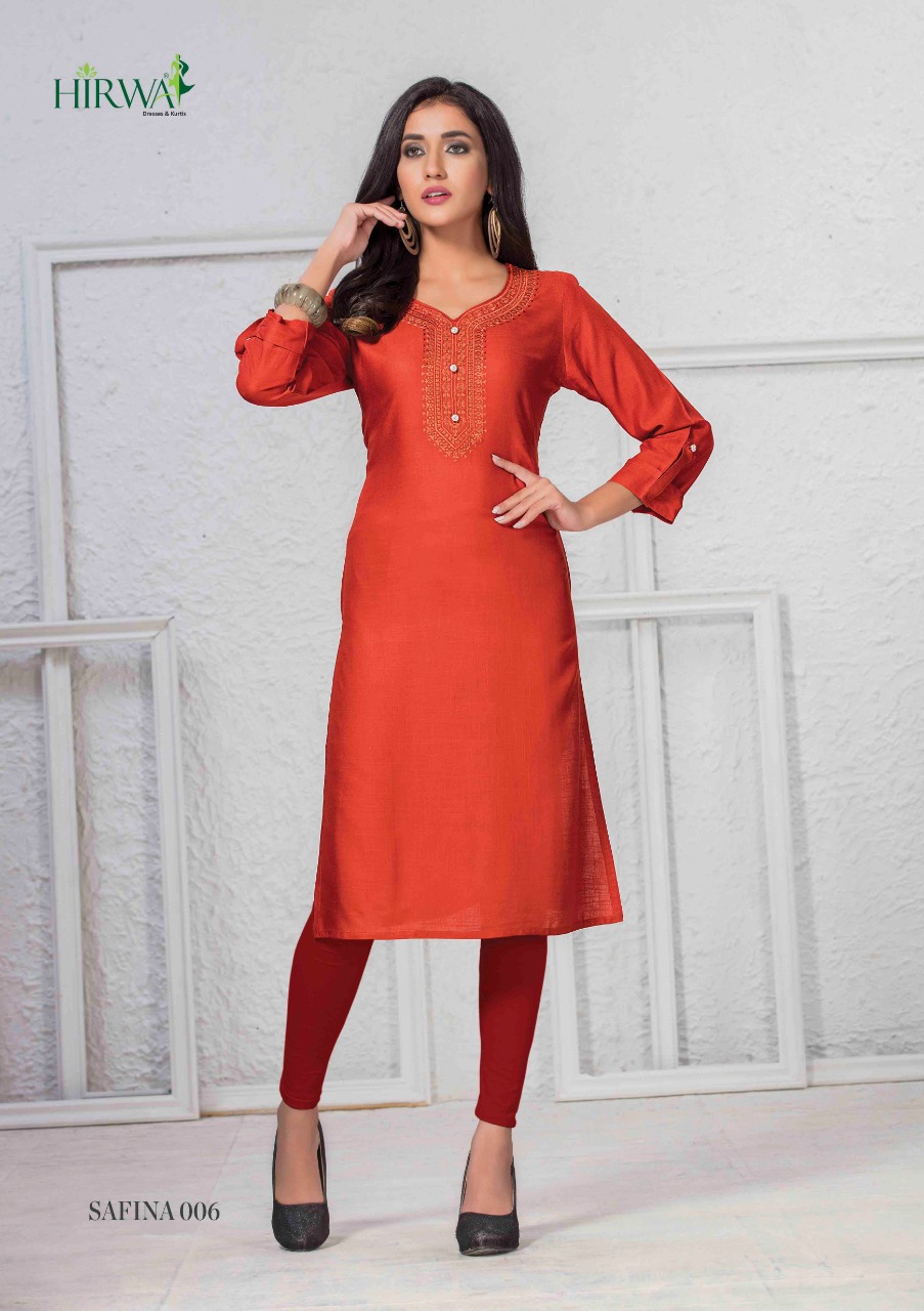 Safina By Hirwa Rayon Slub Casual Wear Kurti Catalogue