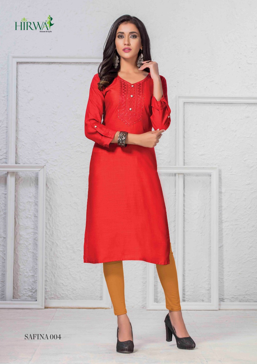 Safina By Hirwa Rayon Slub Casual Wear Kurti Catalogue