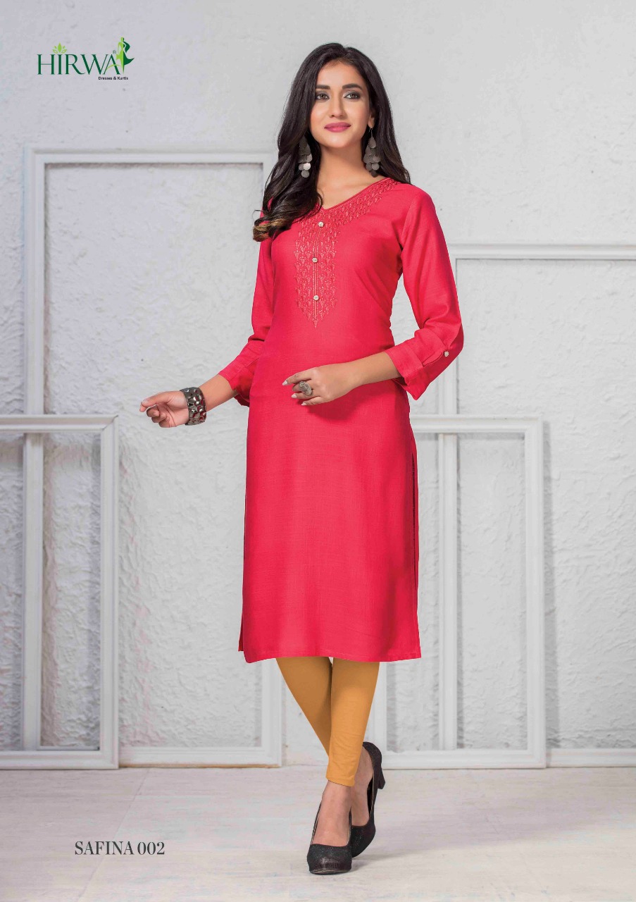 Safina By Hirwa Rayon Slub Casual Wear Kurti Catalogue