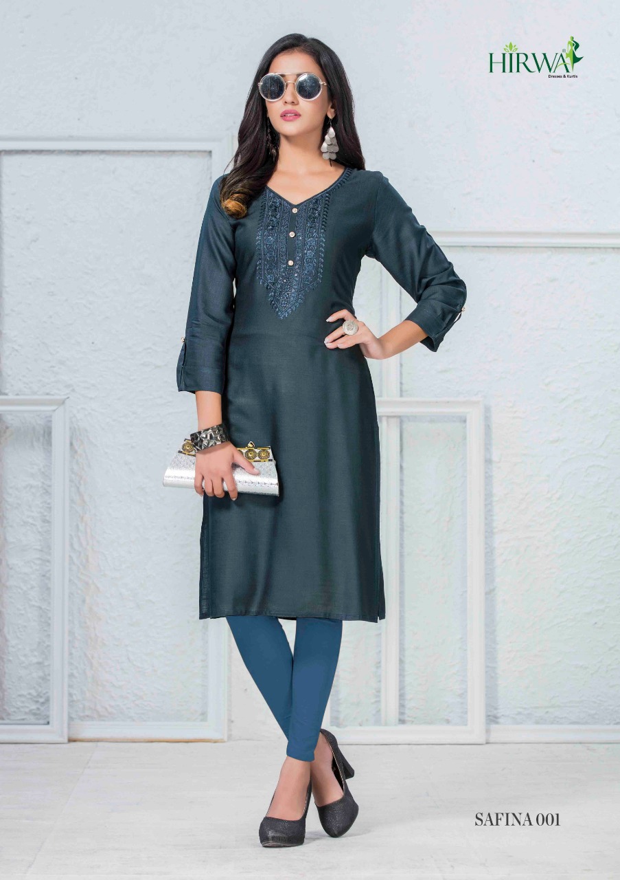 Safina By Hirwa Rayon Slub Casual Wear Kurti Catalogue