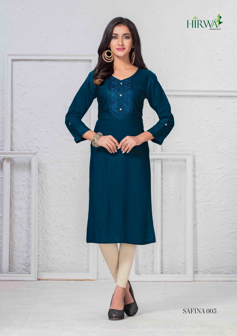 Safina By Hirwa Rayon Slub Casual Wear Kurti Catalogue