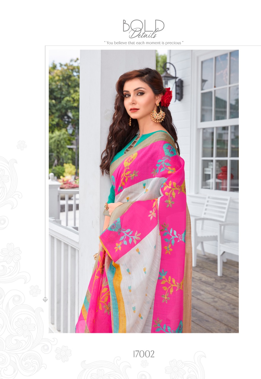 Sonia Silks Present Ikkat Pattu Part 1 Cotton Linen With Silver Jari Border Saree Authorized Seller