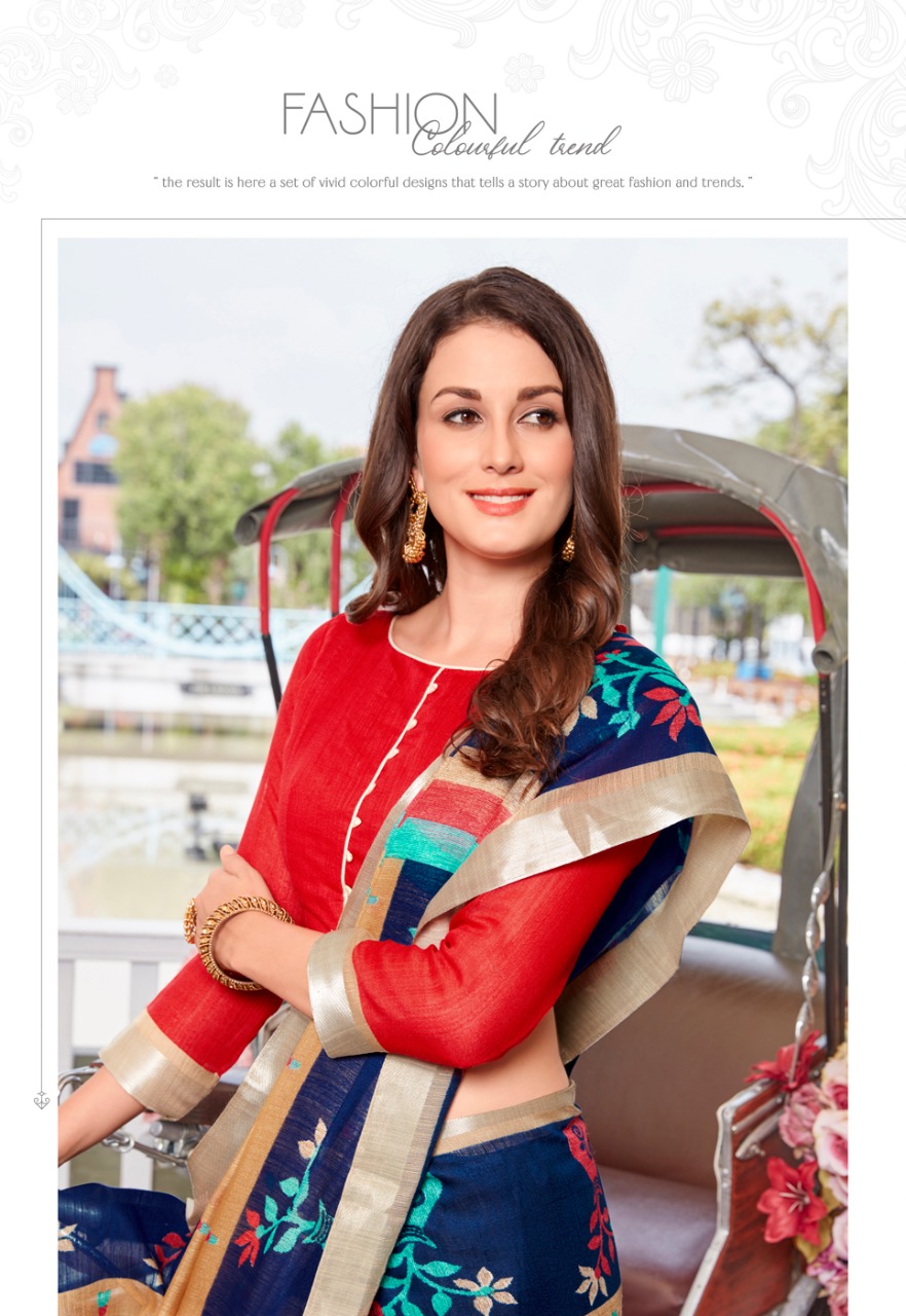 Sonia Silks Present Ikkat Pattu Part 1 Cotton Linen With Silver Jari Border Saree Authorized Seller