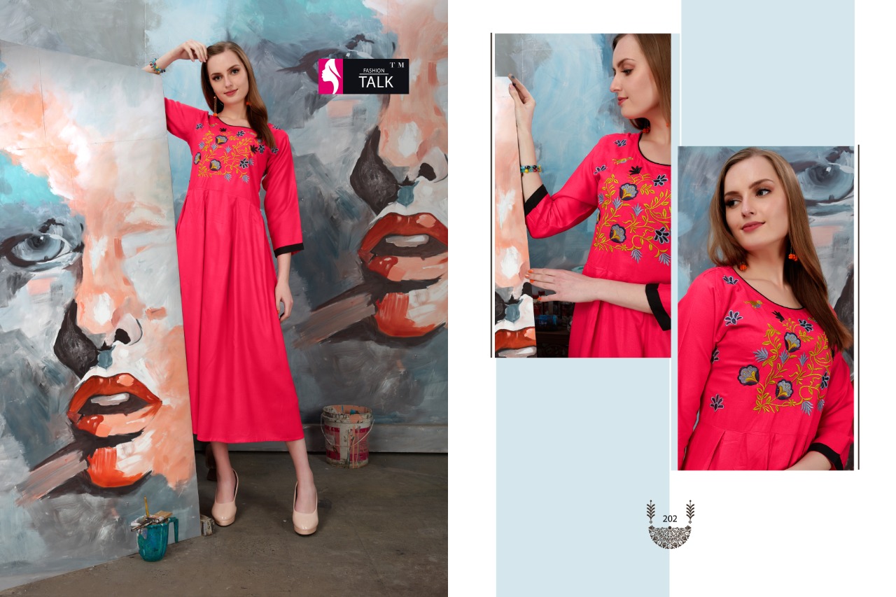 Alankar Vol 2 By Fashion Talk Rayon Embroidery Good Looking Kurti Catalogue