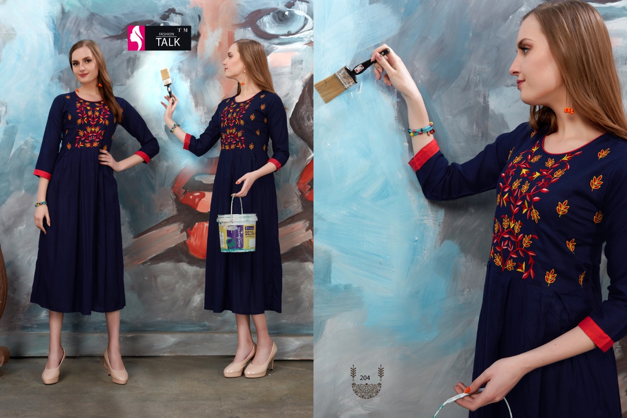 Alankar Vol 2 By Fashion Talk Rayon Embroidery Good Looking Kurti Catalogue