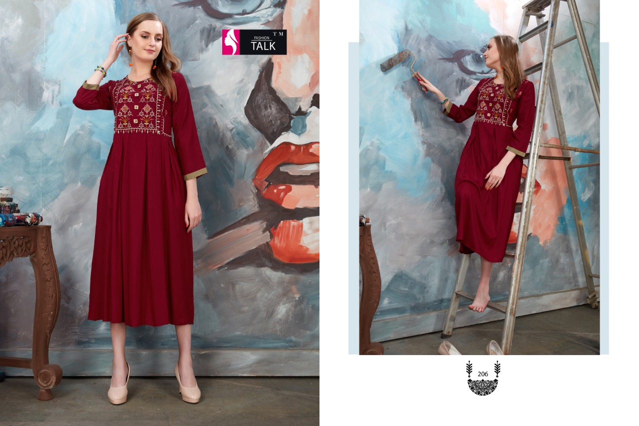 Alankar Vol 2 By Fashion Talk Rayon Embroidery Good Looking Kurti Catalogue