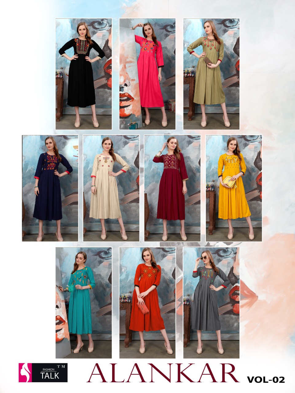 Alankar Vol 2 By Fashion Talk Rayon Embroidery Good Looking Kurti Catalogue