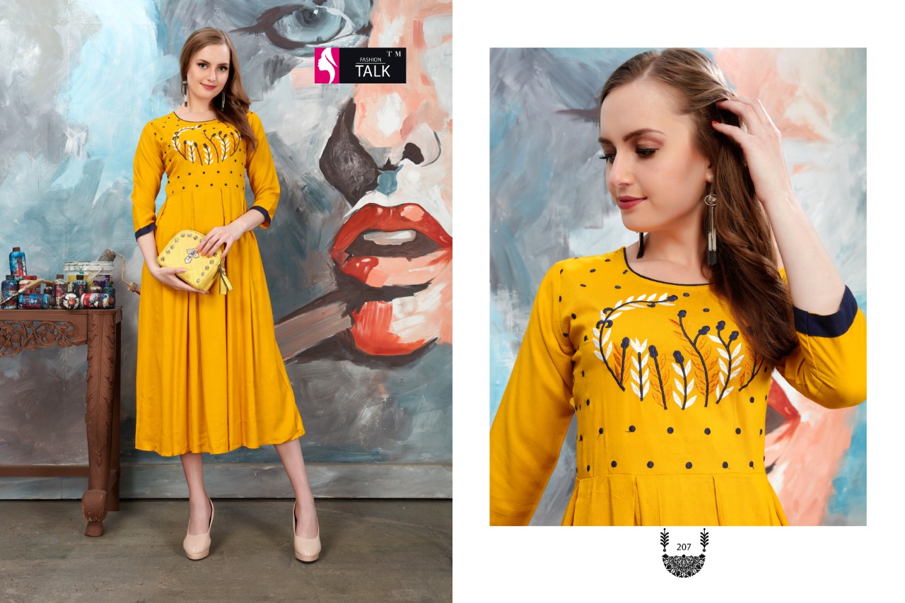 Alankar Vol 2 By Fashion Talk Rayon Embroidery Good Looking Kurti Catalogue