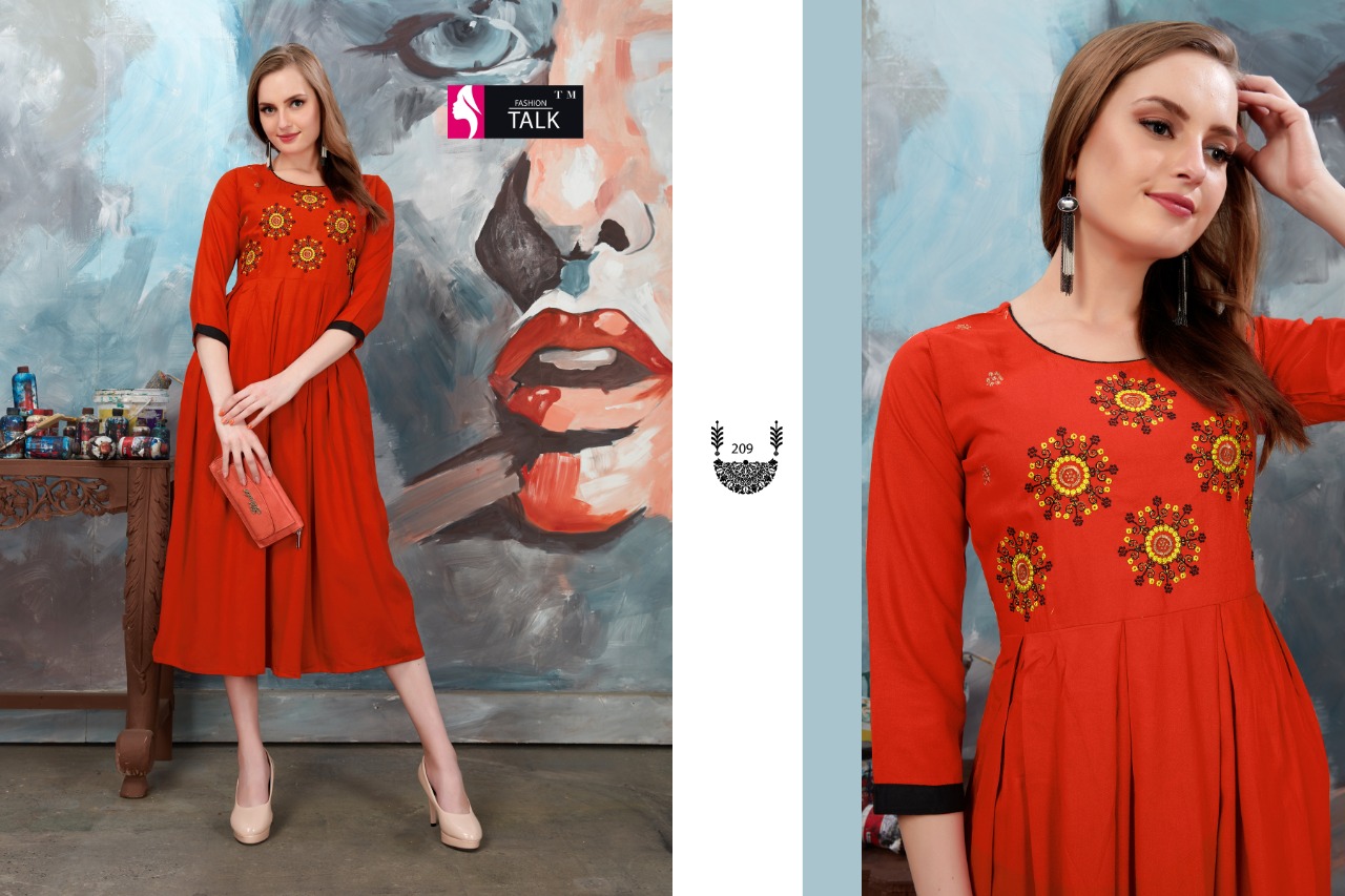 Alankar Vol 2 By Fashion Talk Rayon Embroidery Good Looking Kurti Catalogue