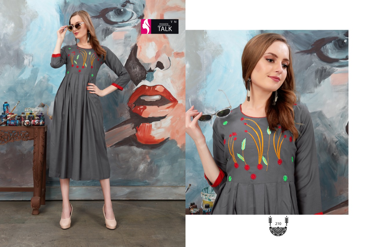 Alankar Vol 2 By Fashion Talk Rayon Embroidery Good Looking Kurti Catalogue