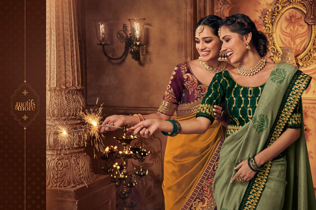 Motifs And More Vol 9 10901-10916 Series Exclusive Designs Of Saris For Diwali 2019