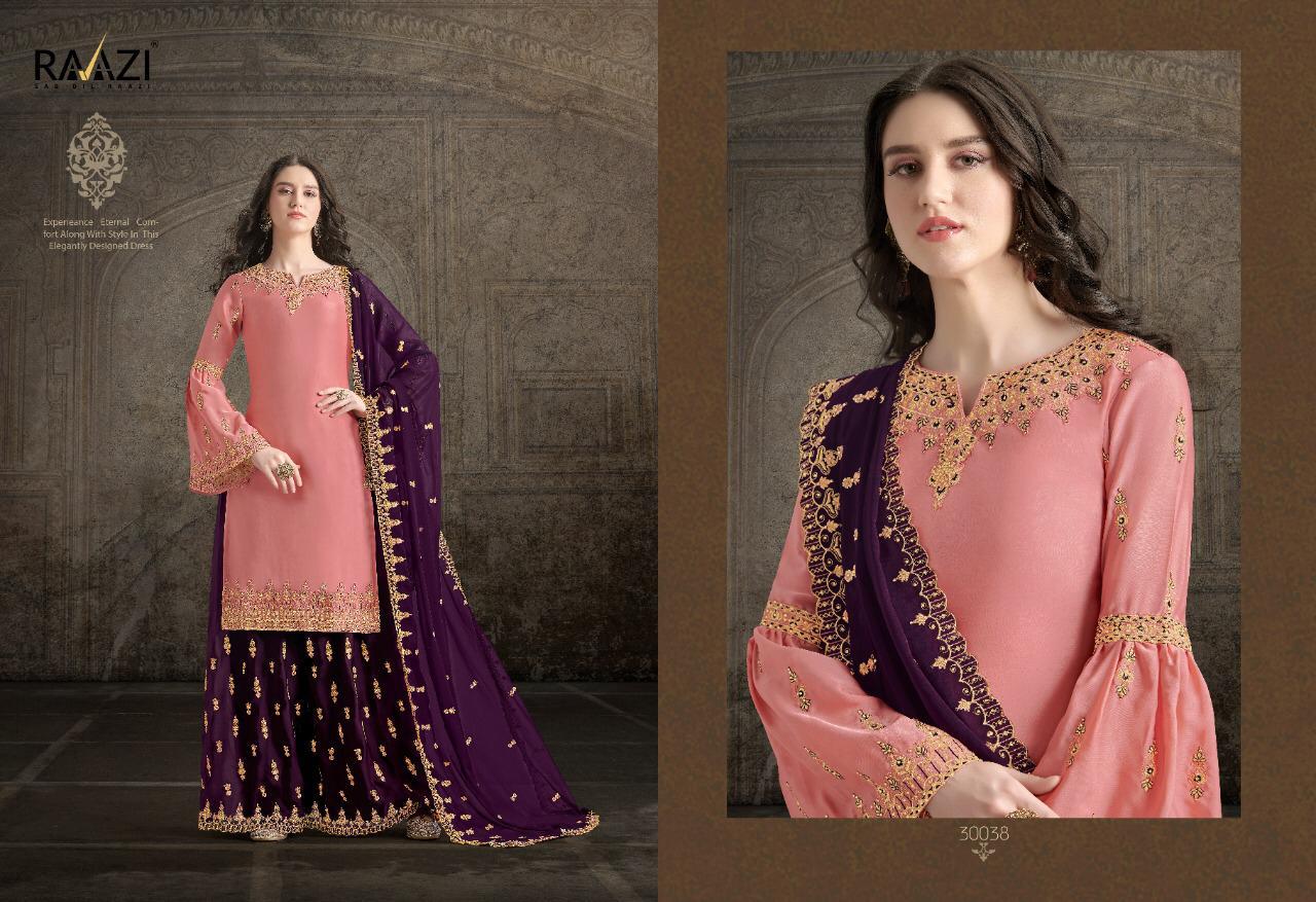 Raazi Dilbaro 30033-30040 Series Heavy Sharara Style Exclusive Branded Suits Collection