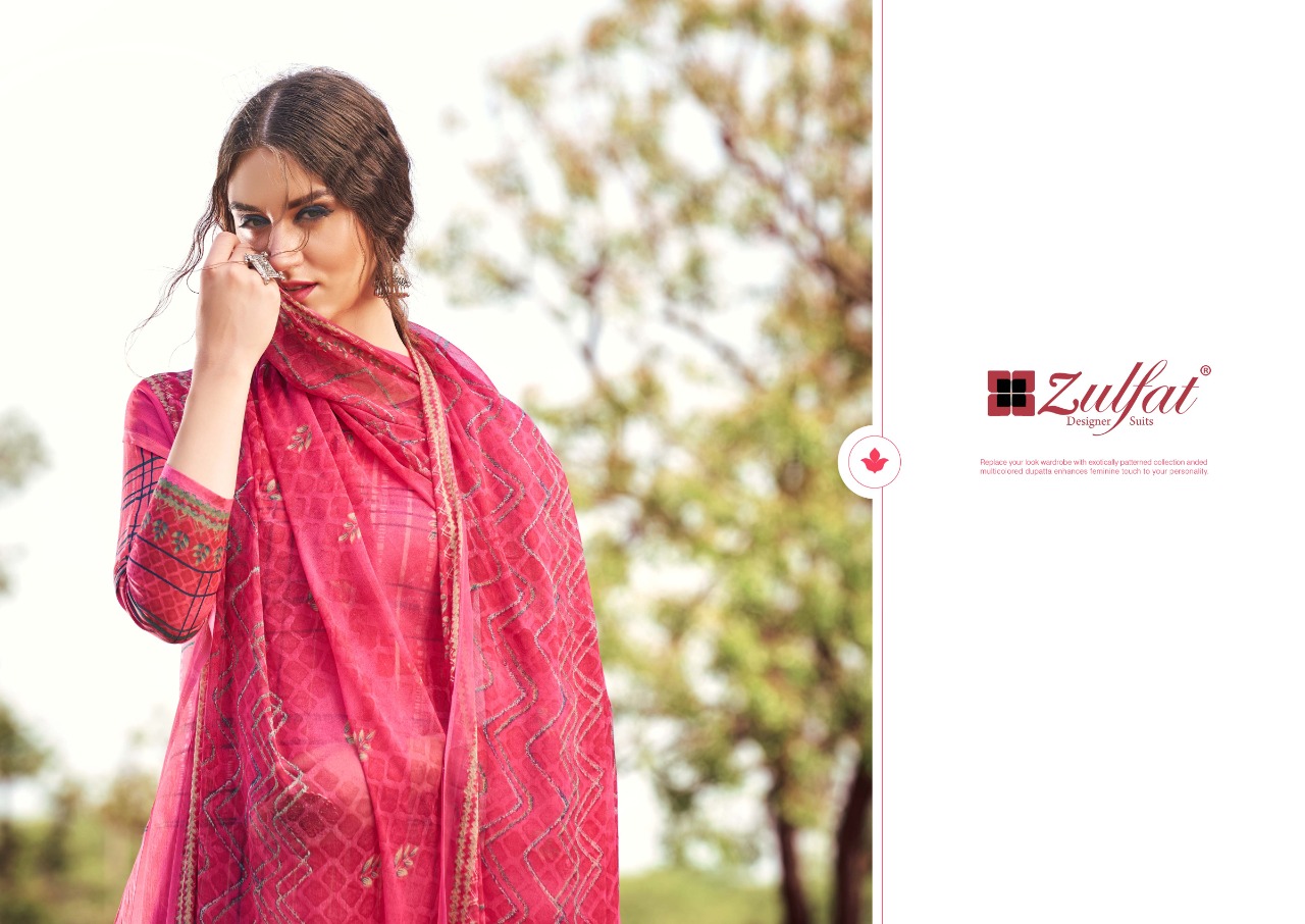 Zulfat Designer Adah Cotton Chidadar Material Wholesaler In Surat Textile Market