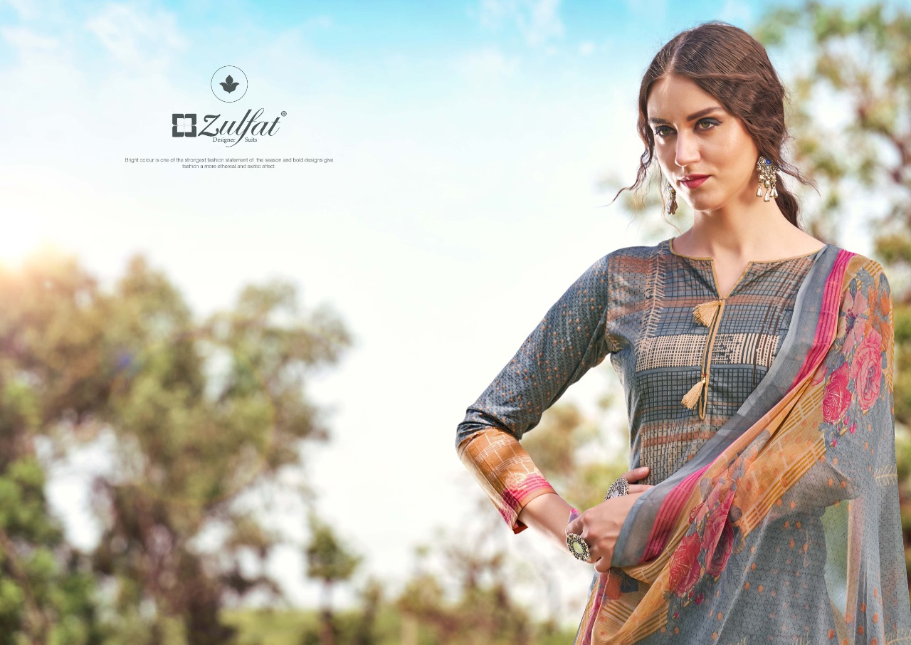 Zulfat Designer Adah Cotton Chidadar Material Wholesaler In Surat Textile Market