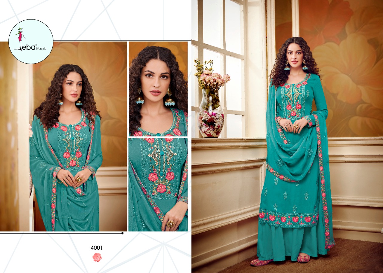 Eba Lifestyle Noorjahan Vol 1 Georgette Heavy Embroidery Stunning Look Suit