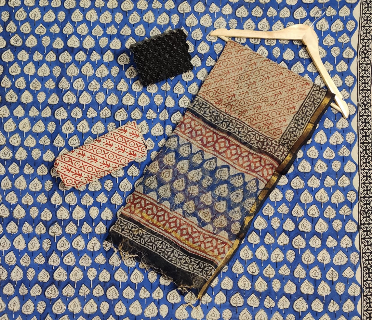 Hand Block Printed Cotton Suits With Pure Kota Doriya With Zari Border Dupatta