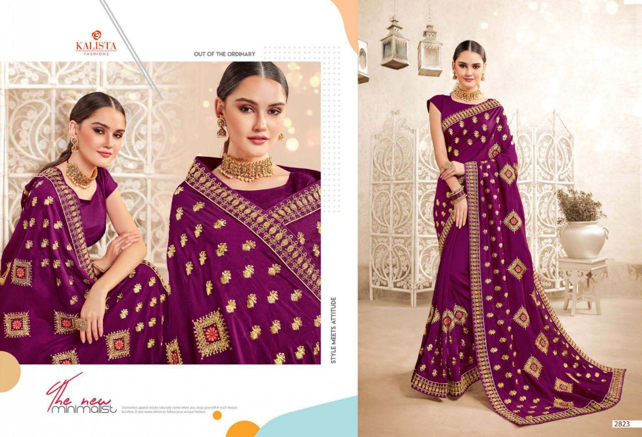 Kalista Golden Girl Sana Silk Embroidery Saree Online Supplier