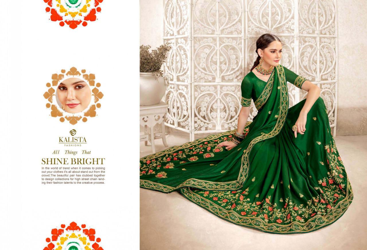 Kalista Golden Girl Sana Silk Embroidery Saree Online Supplier