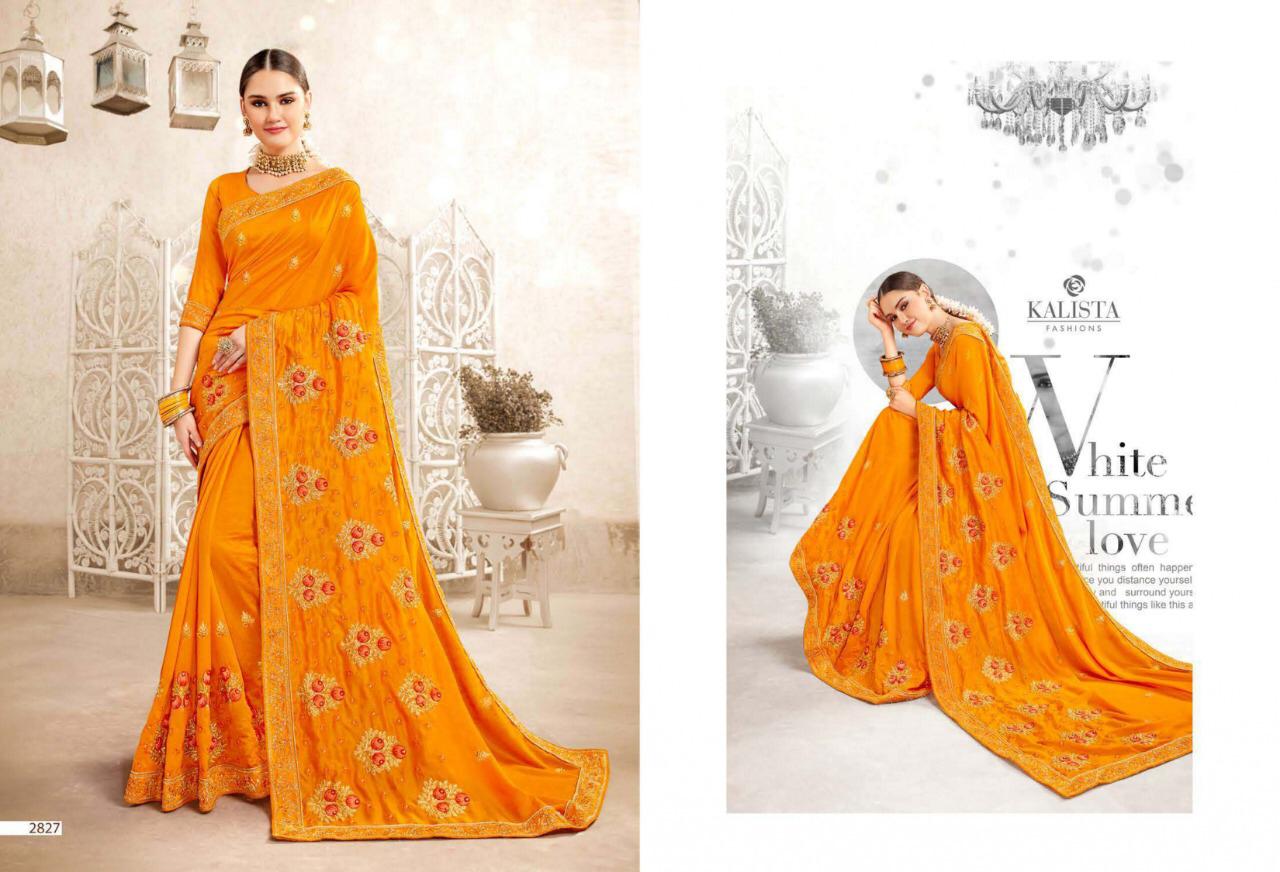 Kalista Golden Girl Sana Silk Embroidery Saree Online Supplier