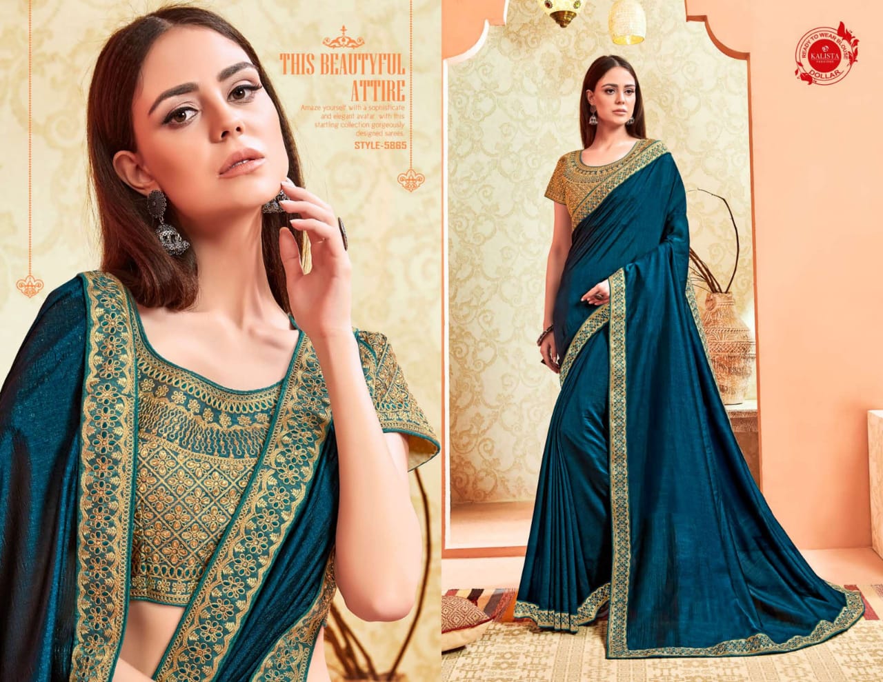 Kalista Present Dollar Vichitra Silk Traditional Wear Saree Wholesaler