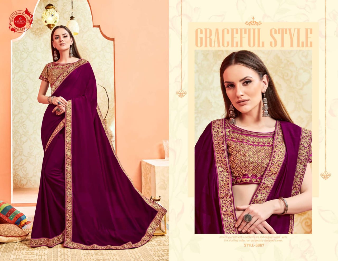 Kalista Present Dollar Vichitra Silk Traditional Wear Saree Wholesaler