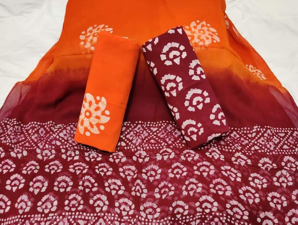 Non Catalog Cotton Printed Suits With Chiffon Dupatta Buy Online At Cheapest Rates