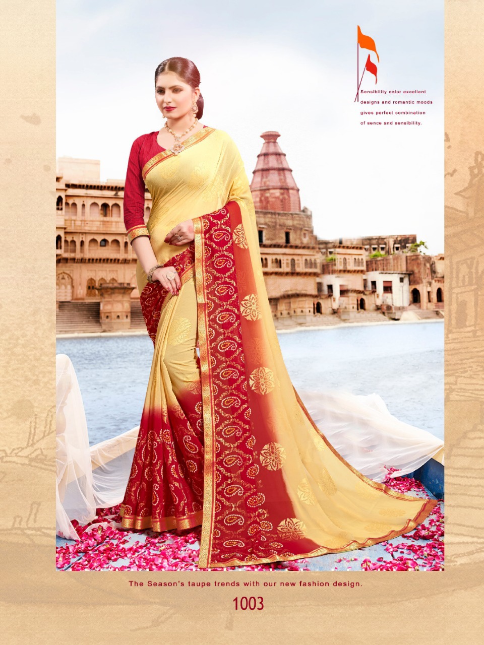 Pavitra Bandhan Vol 5 By Mansarover Georgette Bandhani Foil Print With Fancy Border Saree