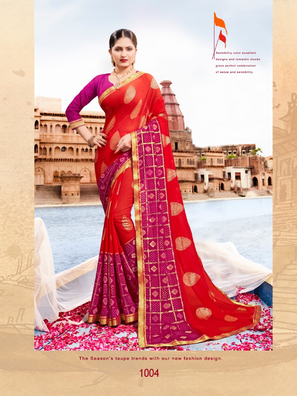 Pavitra Bandhan Vol 5 By Mansarover Georgette Bandhani Foil Print With Fancy Border Saree