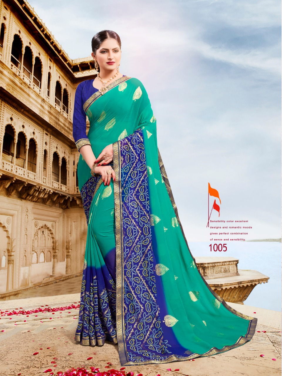 Pavitra Bandhan Vol 5 By Mansarover Georgette Bandhani Foil Print With Fancy Border Saree