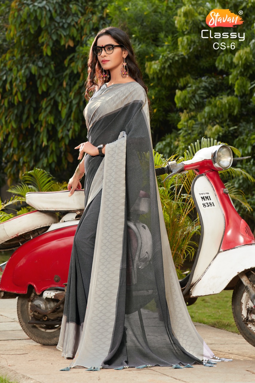 Sr Brand Classy By Stavan Georgette Printed Good Looking Fancy Saree