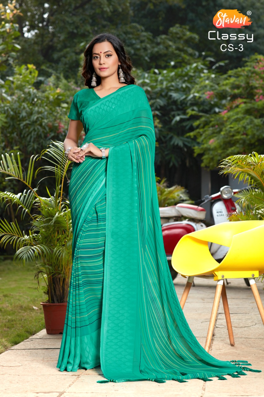 Sr Brand Classy By Stavan Georgette Printed Good Looking Fancy Saree