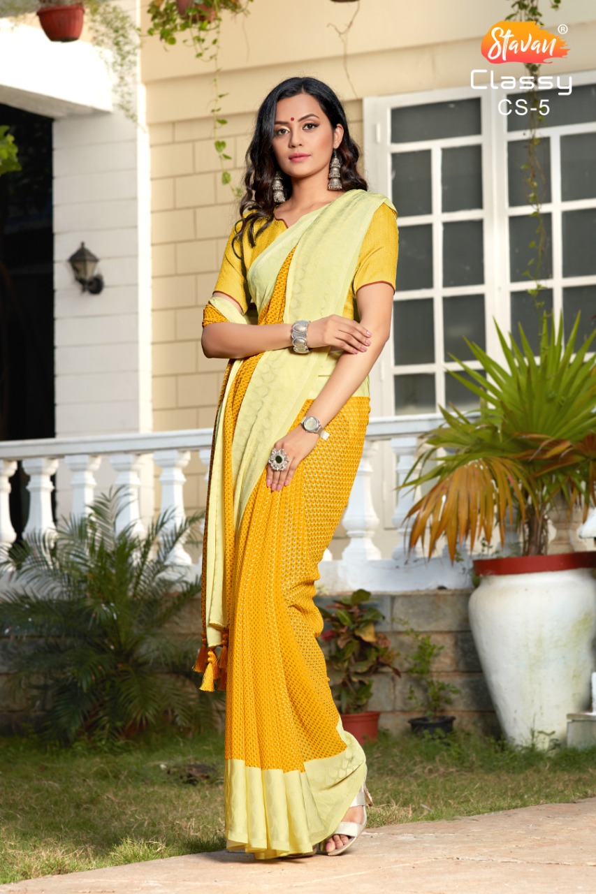 Sr Brand Classy By Stavan Georgette Printed Good Looking Fancy Saree