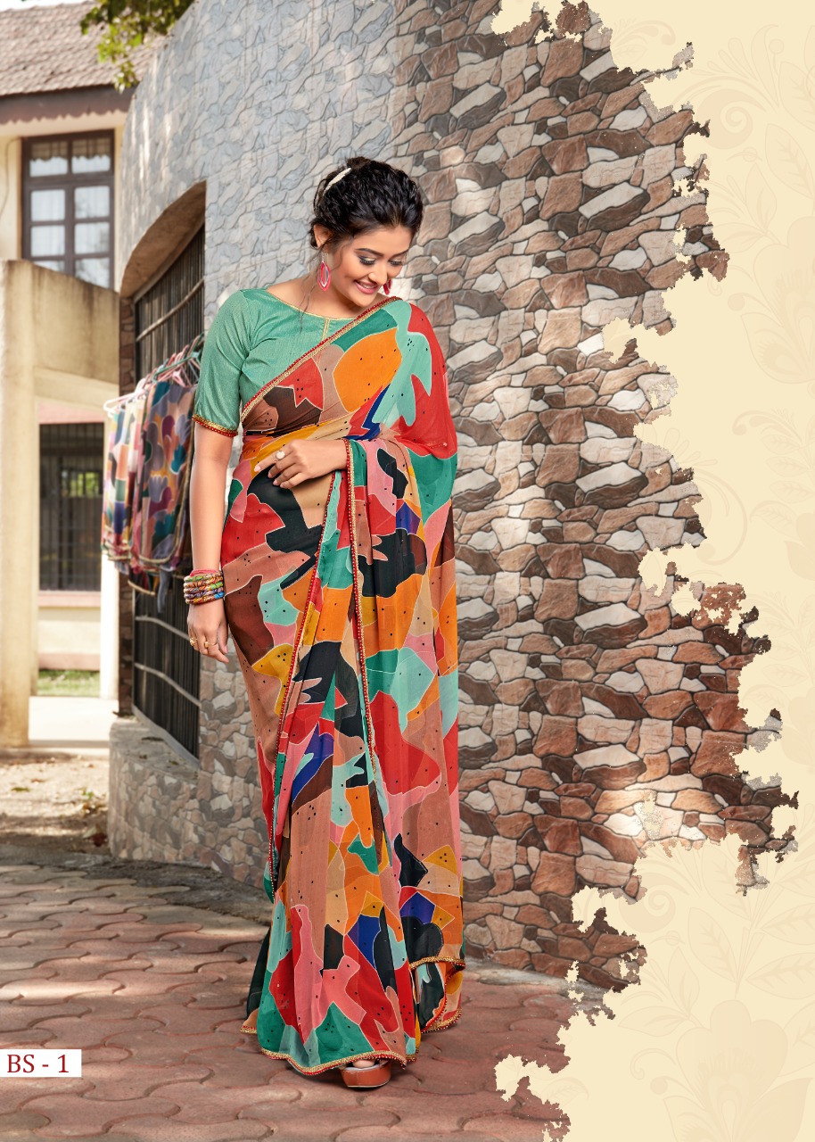 Sr Brand Present B Star Heavy Weightless Printed Fancy Saree Wholesaler