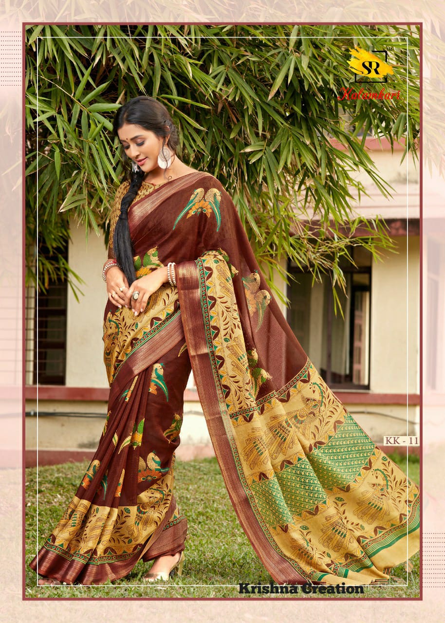 Sr Brands Kalamkari Cotton Weaving Traditional Wear Saree Wholesaler