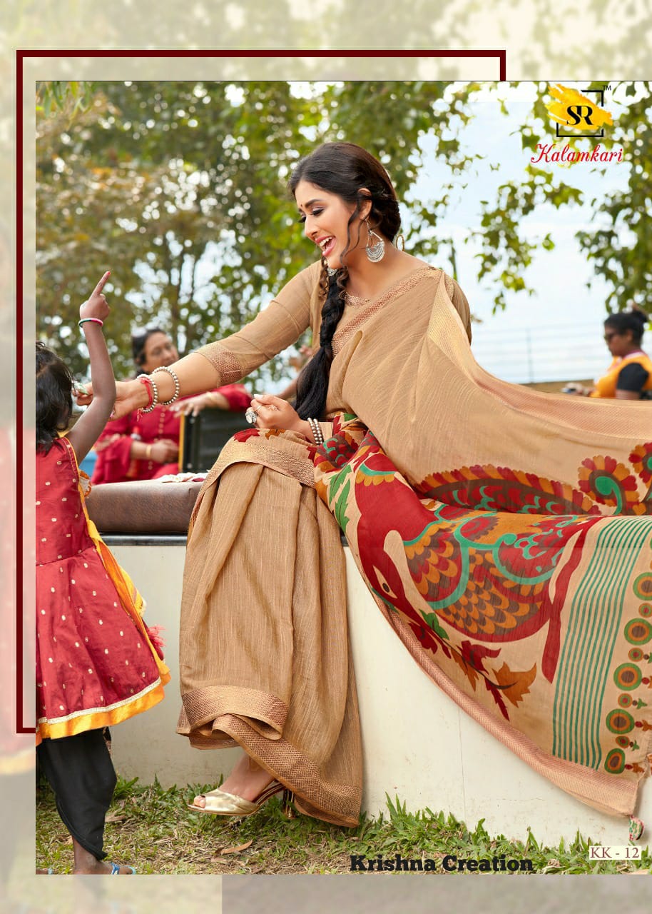 Sr Brands Kalamkari Cotton Weaving Traditional Wear Saree Wholesaler
