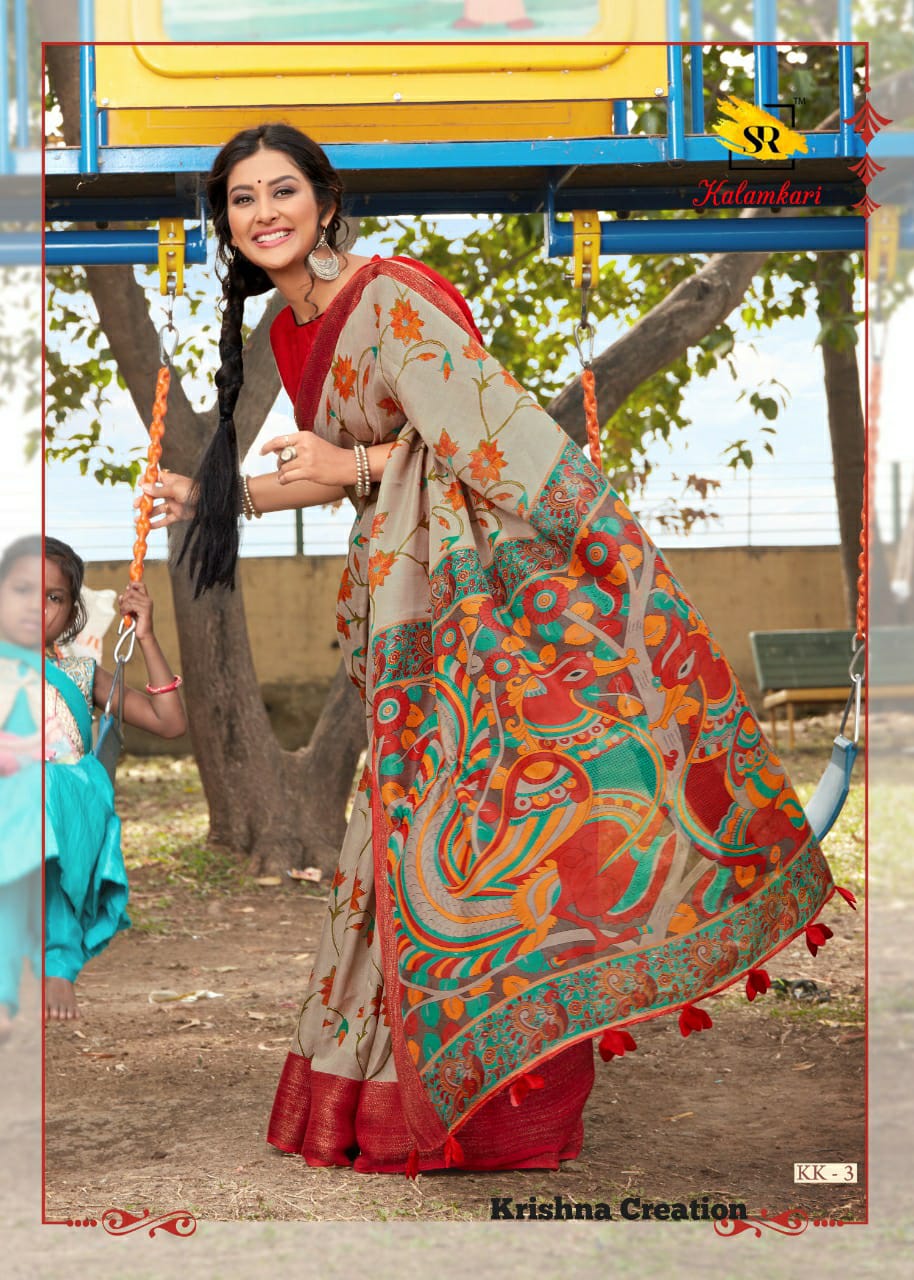 Sr Brands Kalamkari Cotton Weaving Traditional Wear Saree Wholesaler