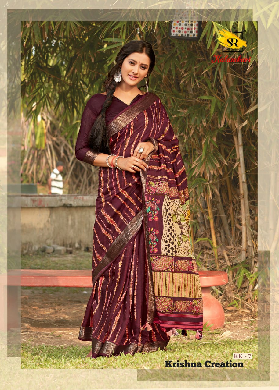 Sr Brands Kalamkari Cotton Weaving Traditional Wear Saree Wholesaler