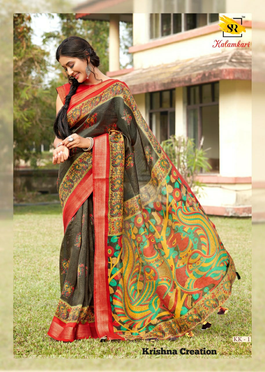 Sr Brands Kalamkari Cotton Weaving Traditional Wear Saree Wholesaler