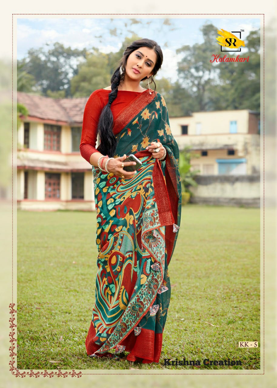 Sr Brands Kalamkari Cotton Weaving Traditional Wear Saree Wholesaler