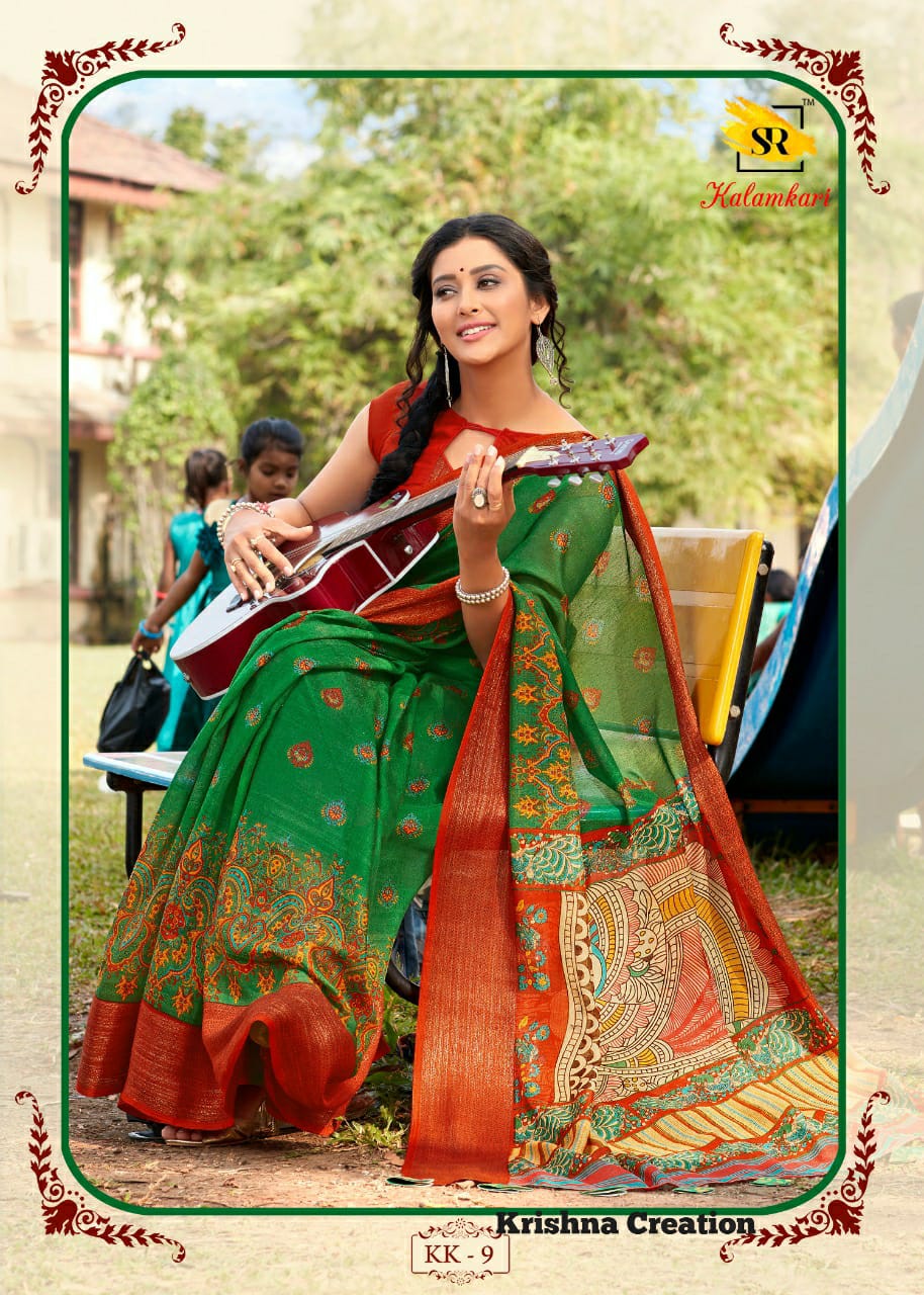 Sr Brands Kalamkari Cotton Weaving Traditional Wear Saree Wholesaler