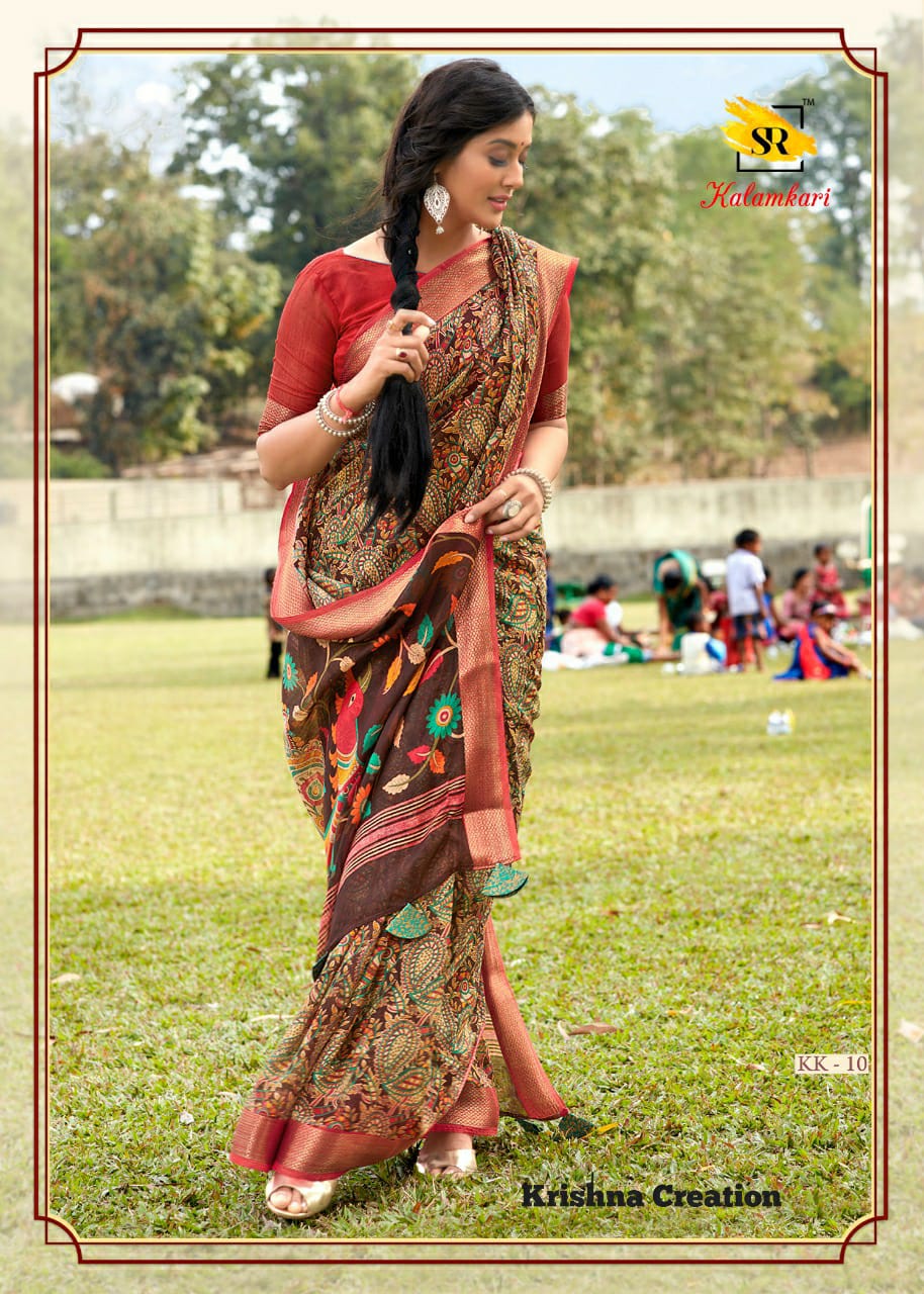 Sr Brands Kalamkari Cotton Weaving Traditional Wear Saree Wholesaler