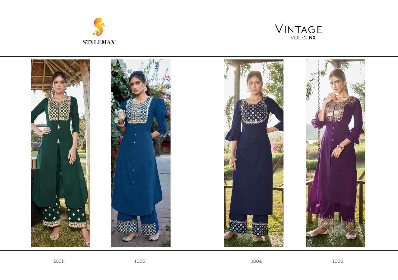 Stylemax Vintage Vol 2 Nx  Cotton Silk Designer Top And Palazzo Pair Collection