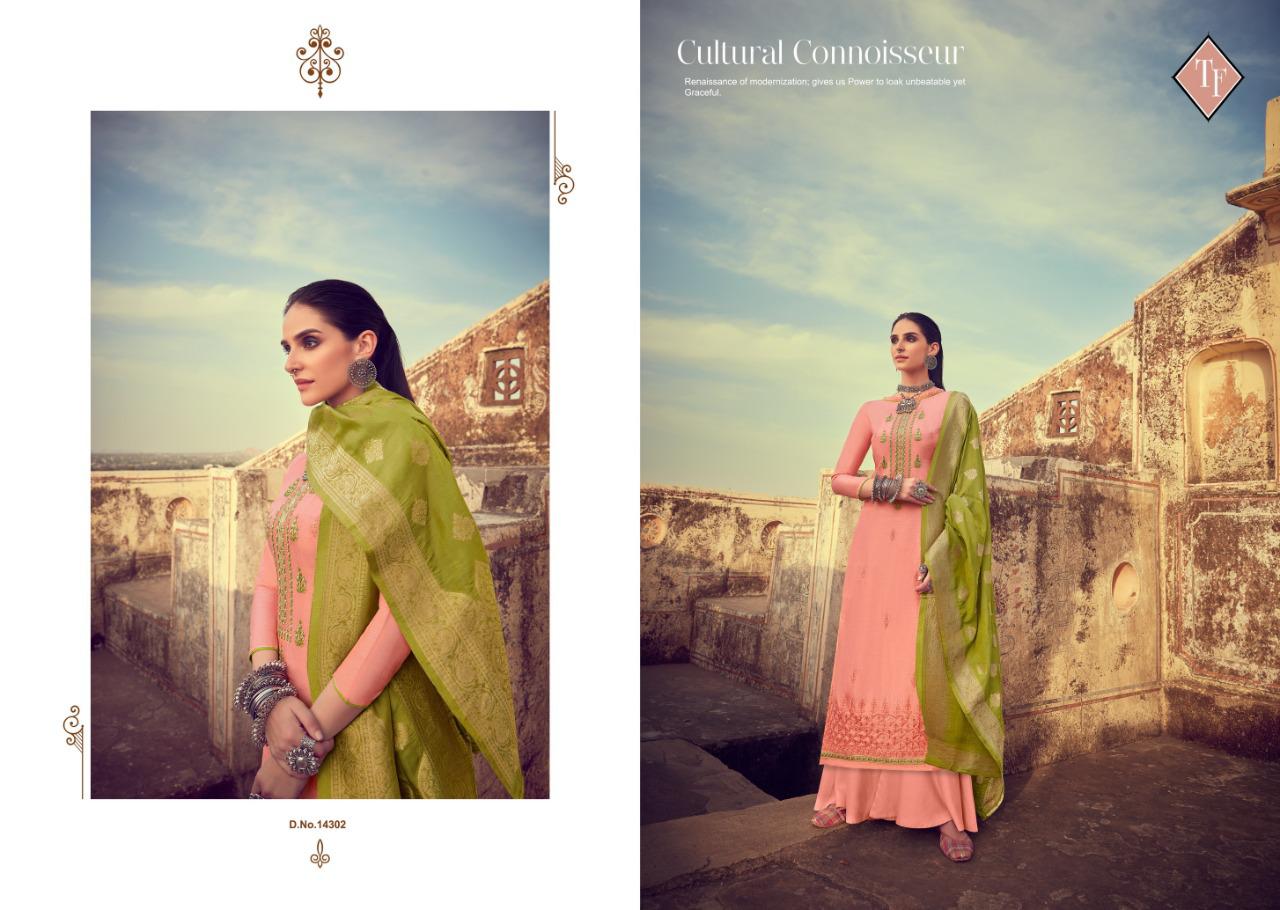 Tanishk Fashion Kriza Jam Satin Silk With Embroidery Work Suit Exporter