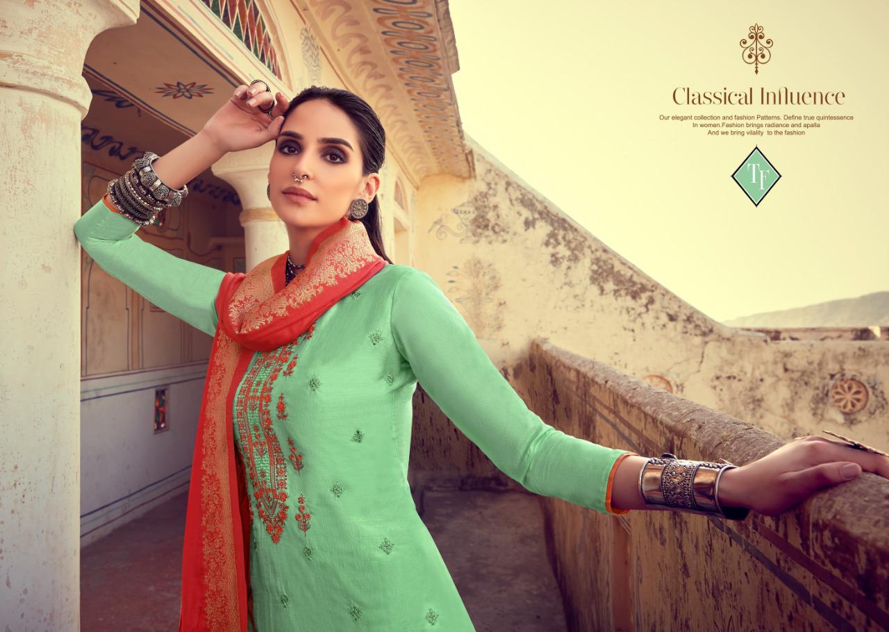 Tanishk Fashion Kriza Jam Satin Silk With Embroidery Work Suit Exporter