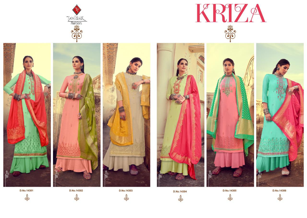 Tanishk Fashion Kriza Jam Satin Silk With Embroidery Work Suit Exporter